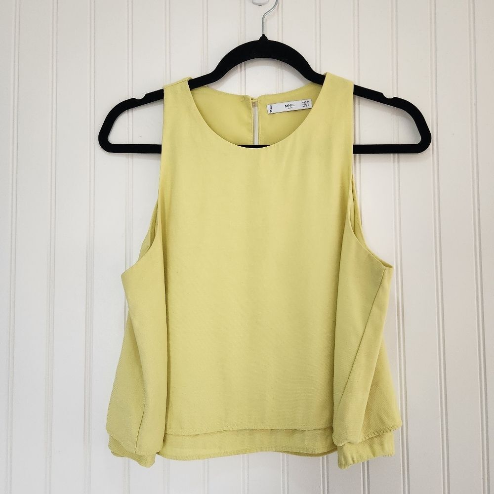 MNG SUIT Yellow Double Lined Crewneck Office Careerwear Tank Top Size 6